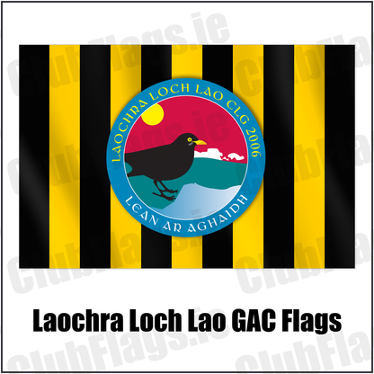 Laochra Loch Lao GAC Flags with the verified club crest and colours, Antrim GAA - ClubFlags.ie