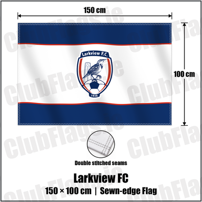 Larkview FC 100cm x 150cm Flag (sewn on the edges) with the club crest and colours, Dublin Football - ClubFlags.ie