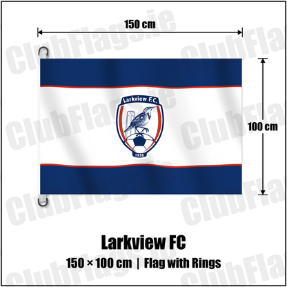 Larkview FC 150cm x 100cm Flag Pole Flag with Rings with the club crest and colours, Dublin Football - ClubFlags.ie
