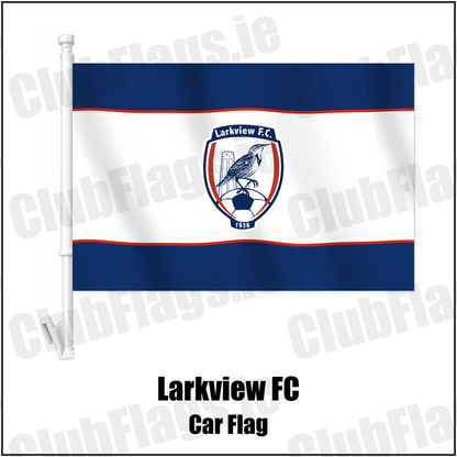 Larkview FC Car Flag with the club crest and colours, Dublin Football - ClubFlags.ie