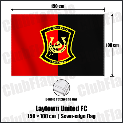 Laytown United FC 100cm x 150cm Flag (sewn on the edges) with the club crest and colours, Meath Football - ClubFlags.ie
