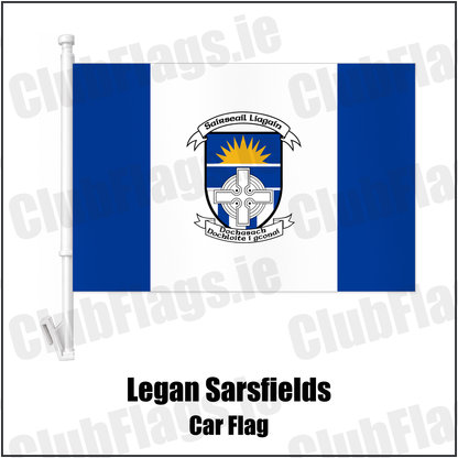 Legan Sarsfields Car Flag with the club crest and colours, Longford GAA - ClubFlags.ie