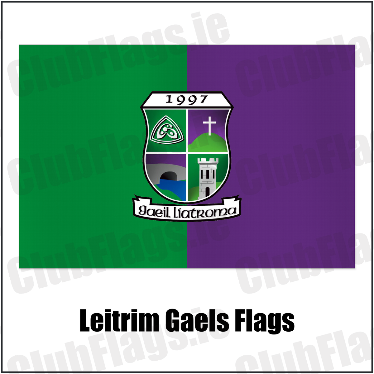 Leitrim Gaels Flags with the club crest and colours, Leitrim GAA - ClubFlags.ie