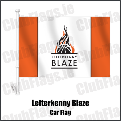 Letterkenny Blaze Car Flag with the club crest and colours, Donegal Basketball - ClubFlags.ie