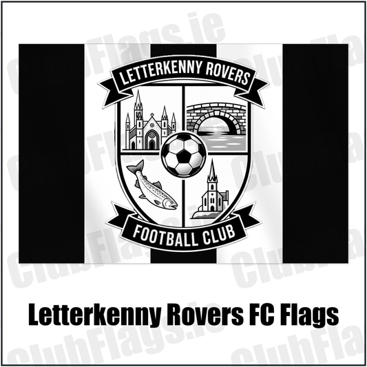 Letterkenny Rovers FC Flags with the club crest and colours, Donegal Football - ClubFlags.ie