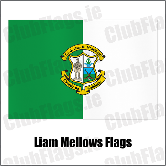 Liam Mellows Flags with the club crest and colours, Galway GAA - ClubFlags.ie