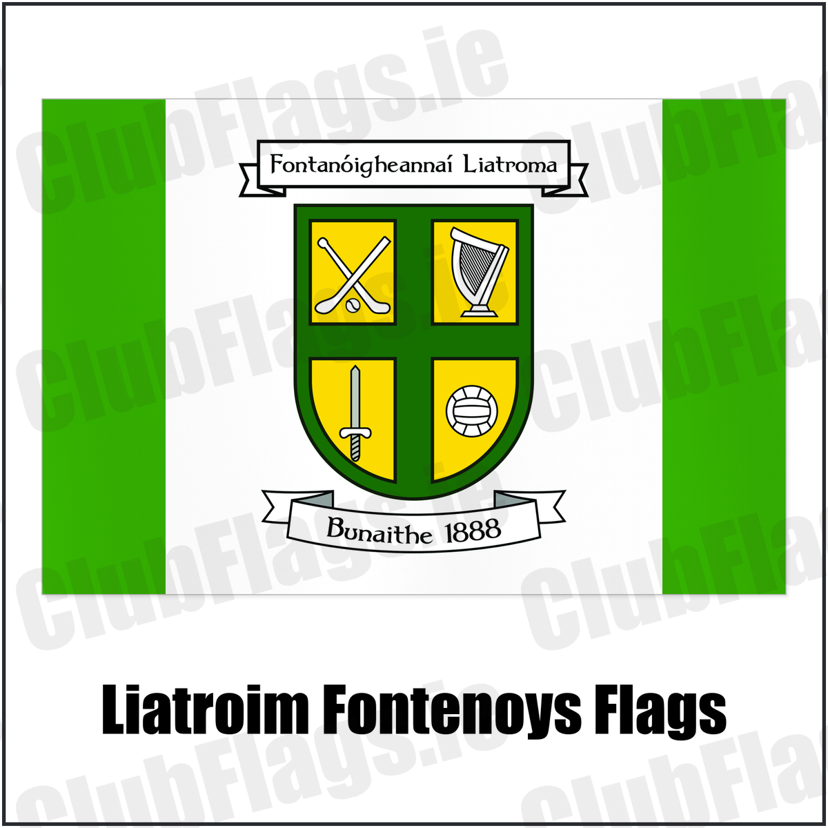 Liatroim Fontenoys Flags with the club crest and colours, Down GAA - ClubFlags.ie