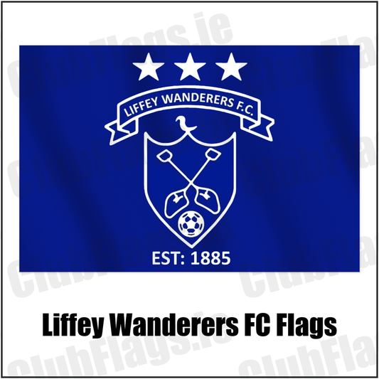 Liffey Wanderers FC Flags with the club crest and colours, Dublin Football - ClubFlags.ie