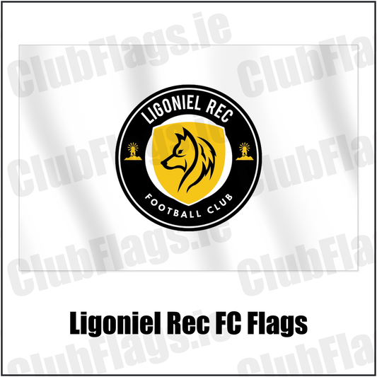 Ligoniel Rec FC Flags with the club crest and colours, Antrim Football - ClubFlags.ie