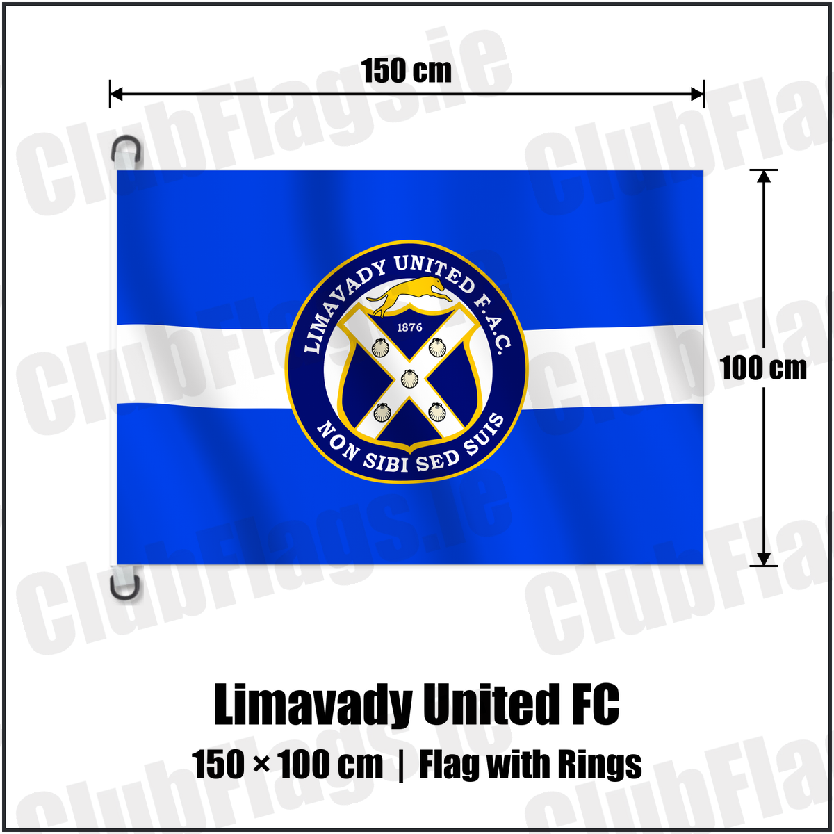 Limavady United FC 150cm x 100cm Flag Pole Flag with Rings with the verified club crest and colours, Derry Football - ClubFlags.ie