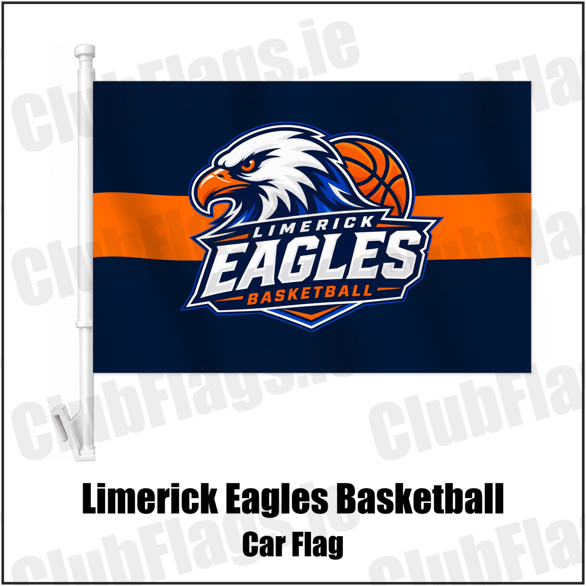 Limerick Eagles Basketball Car Flag with the verified club crest and colours, Limerick Basketball - ClubFlags.ie