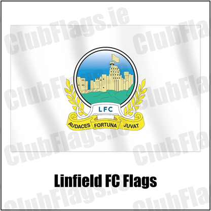 Linfield FC Flags with the club crest and colours, Antrim Football - ClubFlags.ie