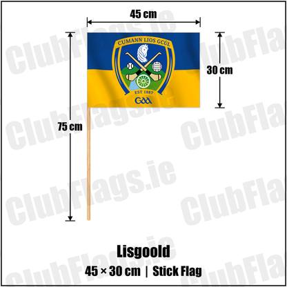 Lisgoold 30cm x 45cm Stick Flag with the verified club crest and colours, Cork GAA - ClubFlags.ie