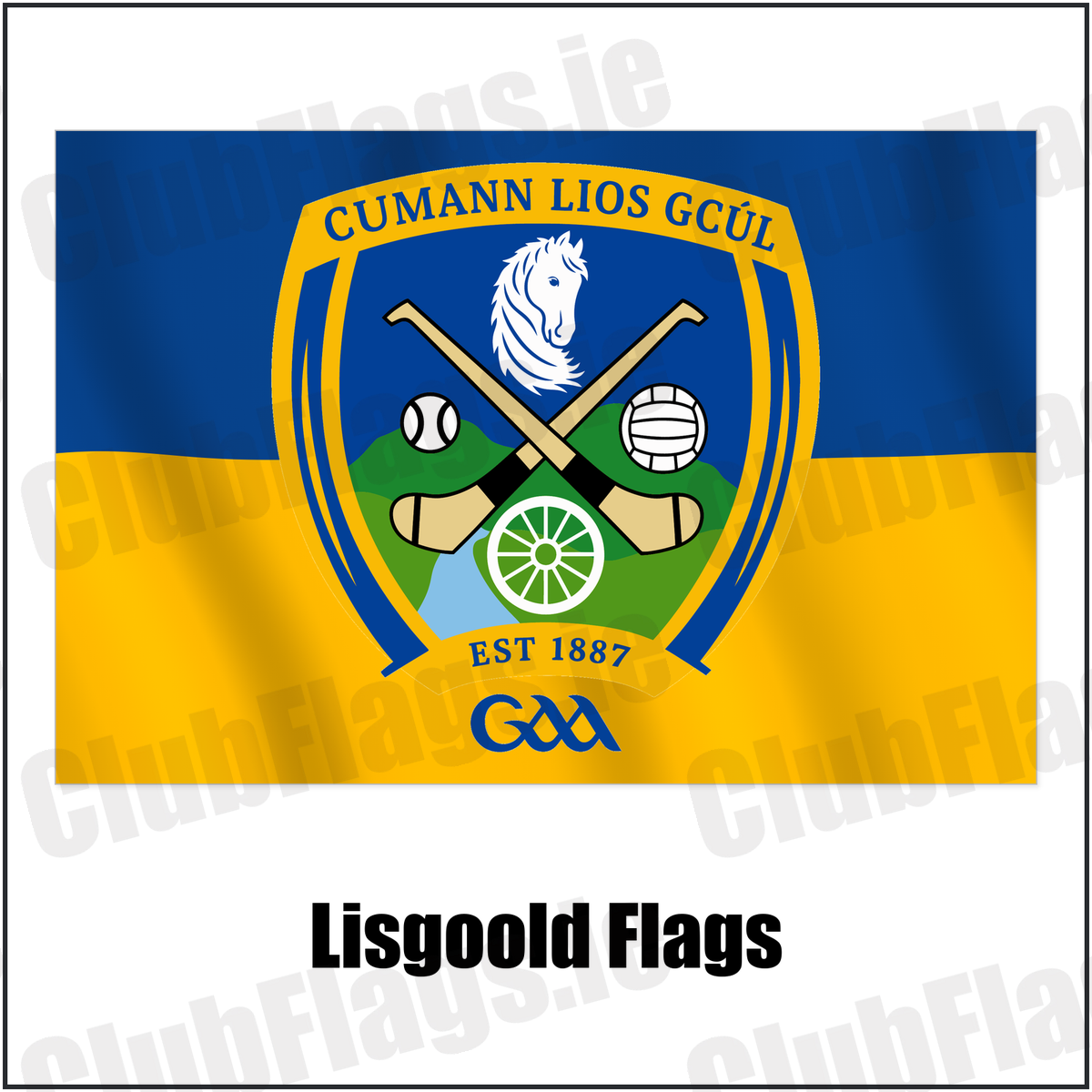 Lisgoold Flags with the verified club crest and colours, Cork GAA - ClubFlags.ie