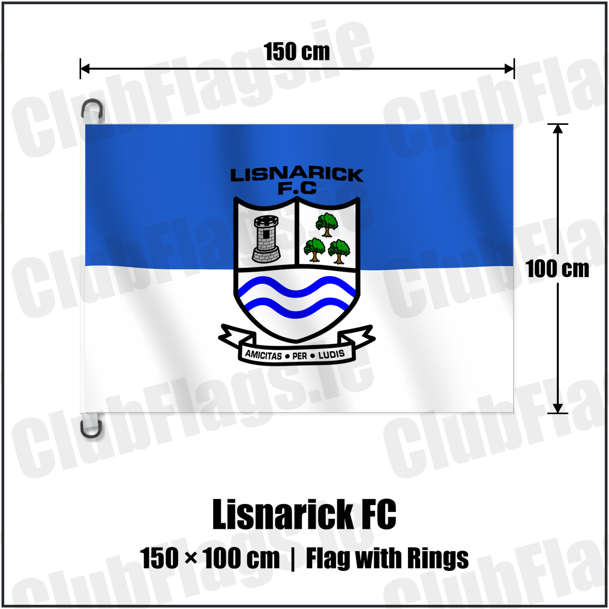Lisnarick FC 150cm x 100cm Flag Pole Flag with Rings with the verified club crest and colours, Fermanagh Football - ClubFlags.ie