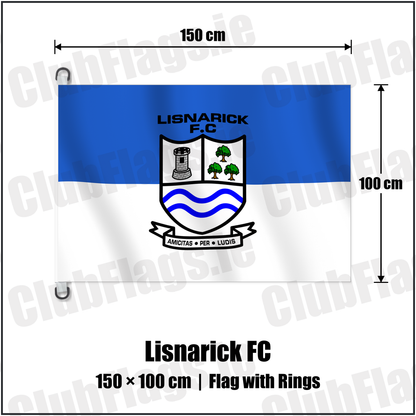 Lisnarick FC 150cm x 100cm Flag Pole Flag with Rings with the verified club crest and colours, Fermanagh Football - ClubFlags.ie