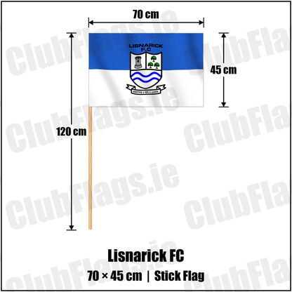 Lisnarick FC 45cm x 70cm Stick Flag with the verified club crest and colours, Fermanagh Football - ClubFlags.ie