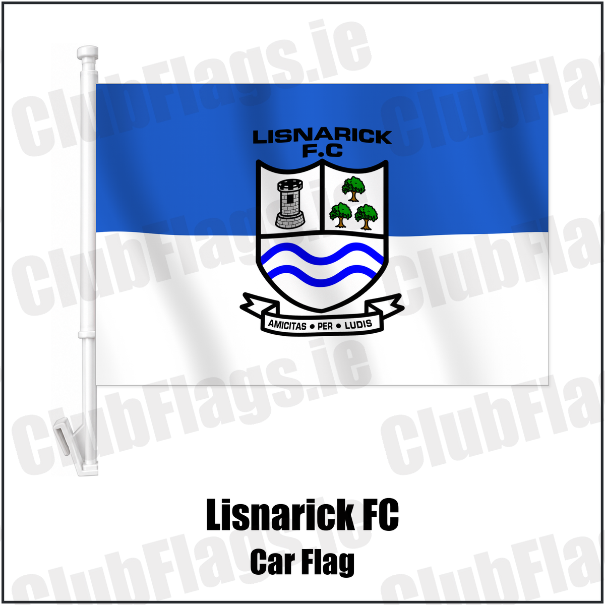 Lisnarick FC Car Flag with the verified club crest and colours, Fermanagh Football - ClubFlags.ie