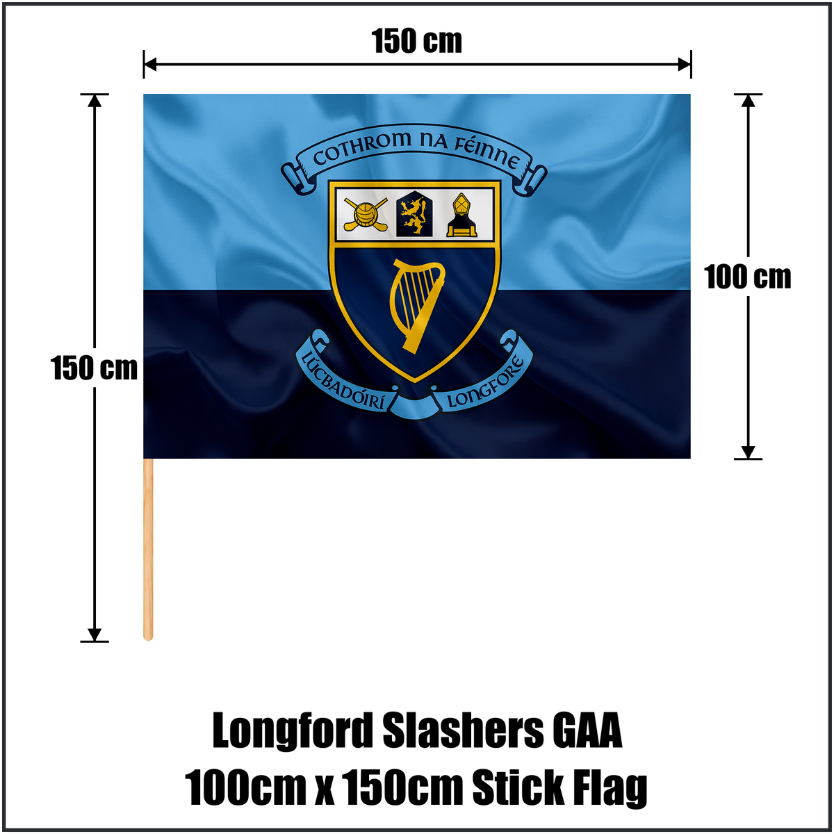 Longford Slashers GAA 100cm x 150cm Stick Flag - ClubFlags.ie