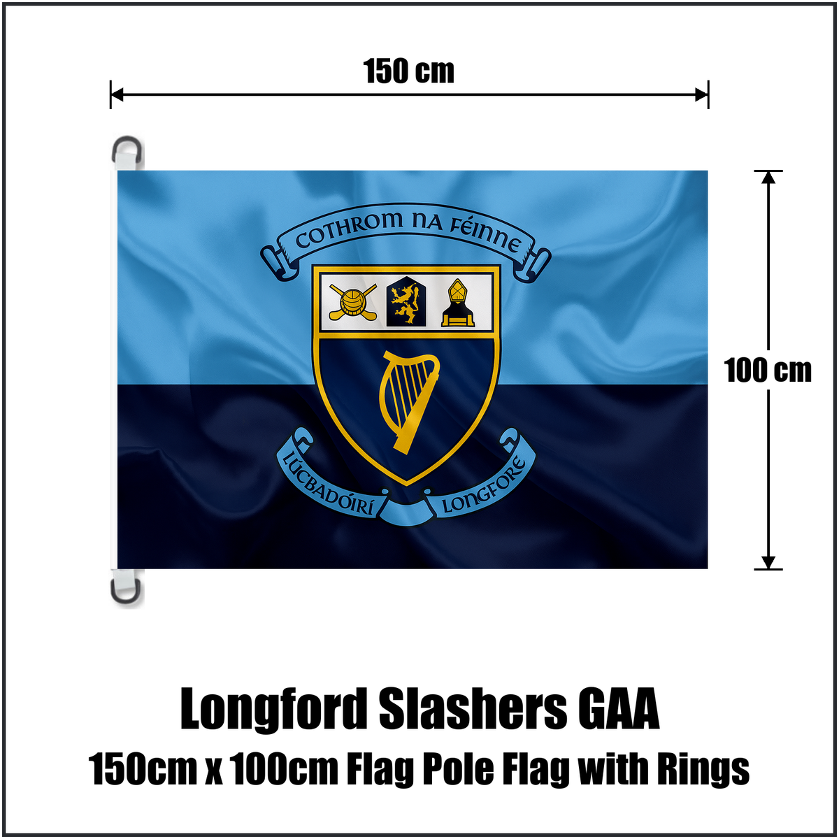 Longford Slashers GAA 150cm x 100cm Flag Pole Flag with Rings - ClubFlags.ie