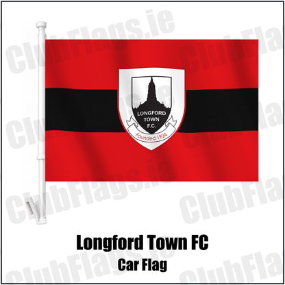 Longford Town FC Car Flag with the verified club crest and colours, Longford Football - ClubFlags.ie