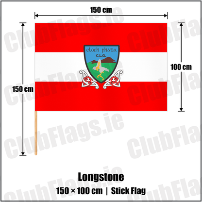 Longstone 100cm x 150cm Stick Flag with the club crest and colours, Down GAA - ClubFlags.ie