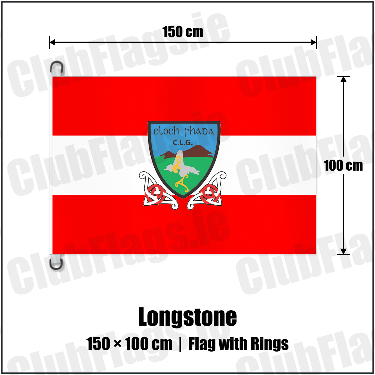 Longstone 150cm x 100cm Flag Pole Flag with Rings with the club crest and colours, Down GAA - ClubFlags.ie