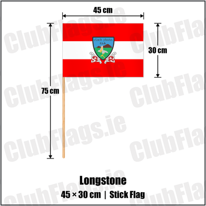 Longstone 30cm x 45cm Stick Flag with the club crest and colours, Down GAA - ClubFlags.ie