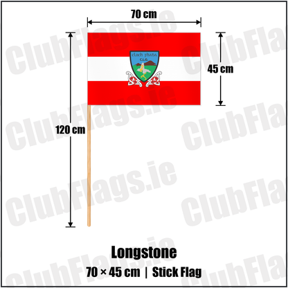 Longstone 45cm x 70cm Stick Flag with the club crest and colours, Down GAA - ClubFlags.ie
