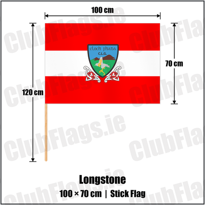 Longstone 70cm x 100cm Stick Flag with the club crest and colours, Down GAA - ClubFlags.ie