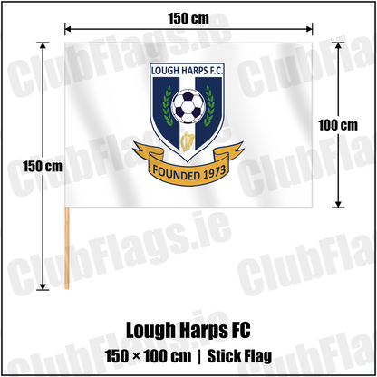 Lough Harps FC 100cm x 150cm Stick Flag with the club crest and colours, Roscommon Football - ClubFlags.ie