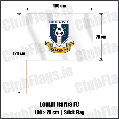 Lough Harps FC 70cm x 100cm Stick Flag with the club crest and colours, Roscommon Football - ClubFlags.ie