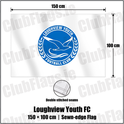 Loughview Youth FC 100cm x 150cm Flag (sewn on the edges) with the club crest and colours, Antrim Football - ClubFlags.ie