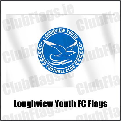 Loughview Youth FC Flags with the club crest and colours, Antrim Football - ClubFlags.ie