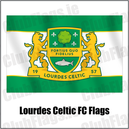 Lourdes Celtic FC Flags with the club crest and colours, Dublin Football - ClubFlags.ie