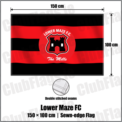 Lower Maze FC 100cm x 150cm Flag (sewn on the edges) with the club crest and colours, Down Football - ClubFlags.ie