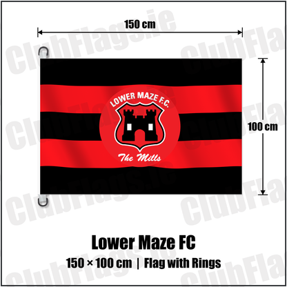 Lower Maze FC 150cm x 100cm Flag Pole Flag with Rings with the club crest and colours, Down Football - ClubFlags.ie
