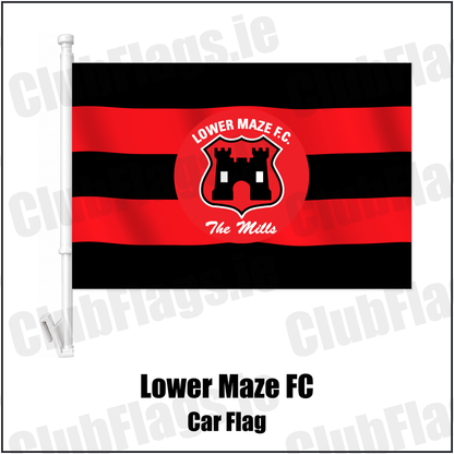 Lower Maze FC Car Flag with the club crest and colours, Down Football - ClubFlags.ie