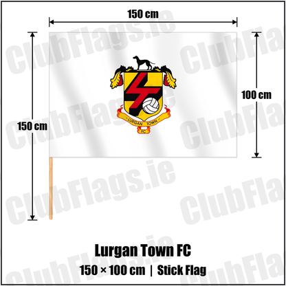 Lurgan Town FC 100cm x 150cm Stick Flag with the club crest and colours, Armagh Football - ClubFlags.ie