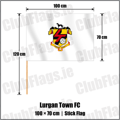 Lurgan Town FC 70cm x 100cm Stick Flag with the club crest and colours, Armagh Football - ClubFlags.ie