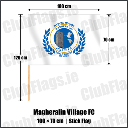 Magheralin Village FC 70cm x 100cm Stick Flag with the club crest and colours, Down Football - ClubFlags.ie