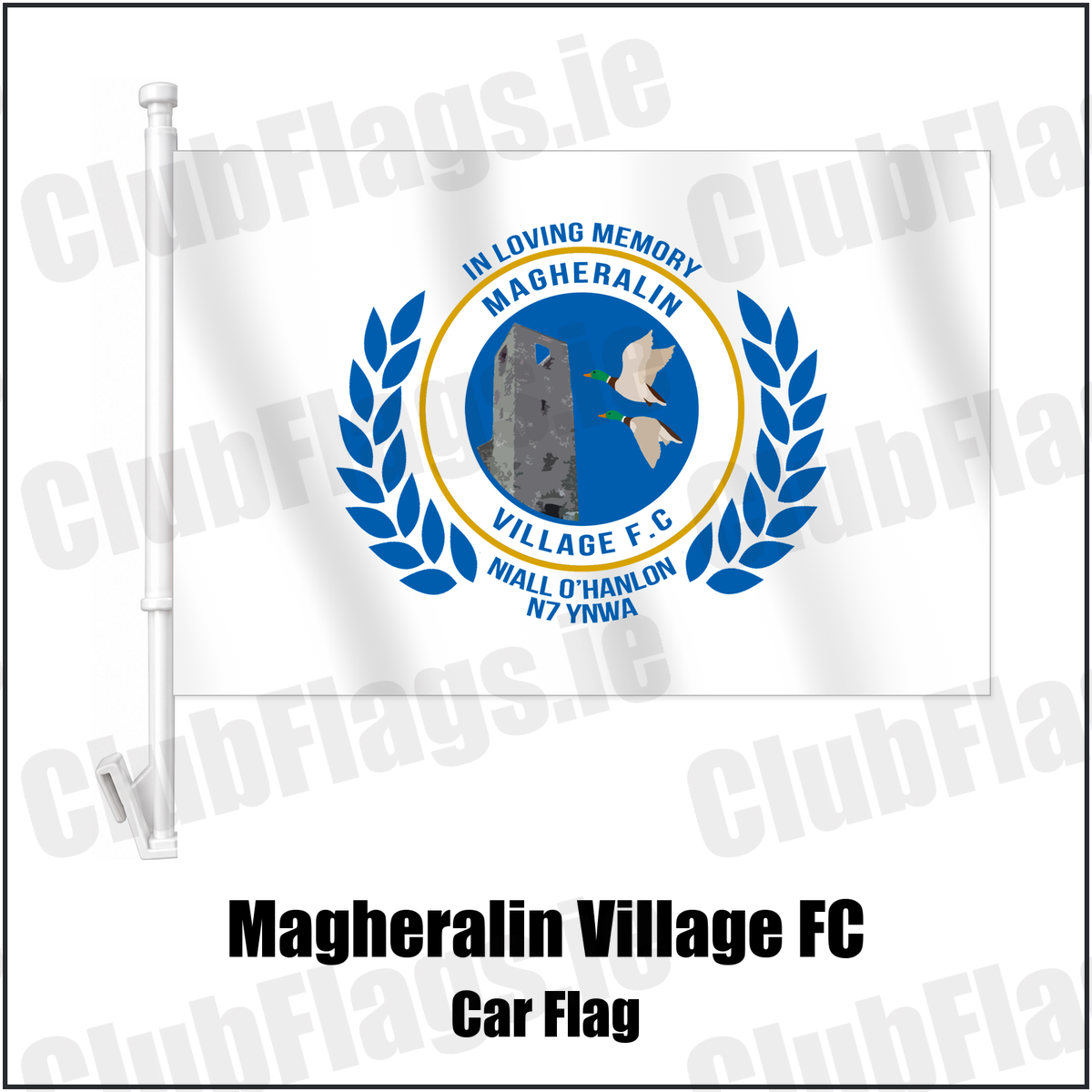 Magheralin Village FC Car Flag with the club crest and colours, Down Football - ClubFlags.ie