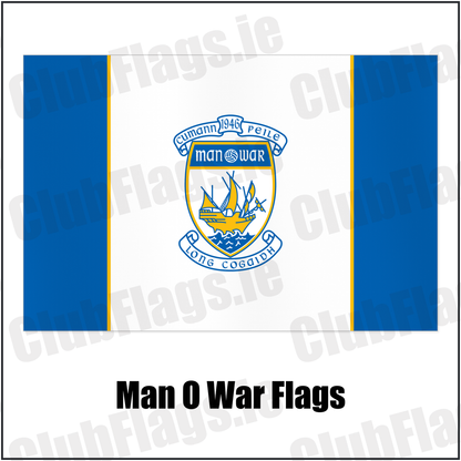 Man O War Flags with the club crest and colours, Dublin GAA - ClubFlags.ie