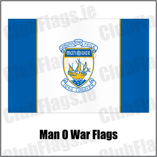 Man O War Flags with the club crest and colours, Dublin GAA - ClubFlags.ie