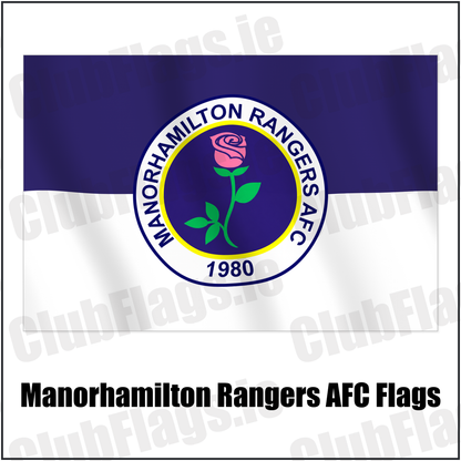Manorhamilton Rangers AFC Flags with the verified club crest and colours, Leitrim Football - ClubFlags.ie