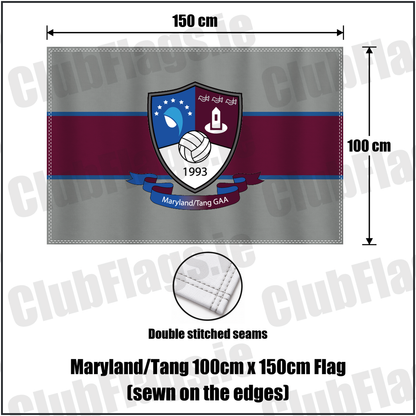 Maryland/Tang 100cm x 150cm Flag (sewn on the edges), featuring the club crest and grey and maroon and blue colours; County Westmeath GAA. ClubFlags.ie.
