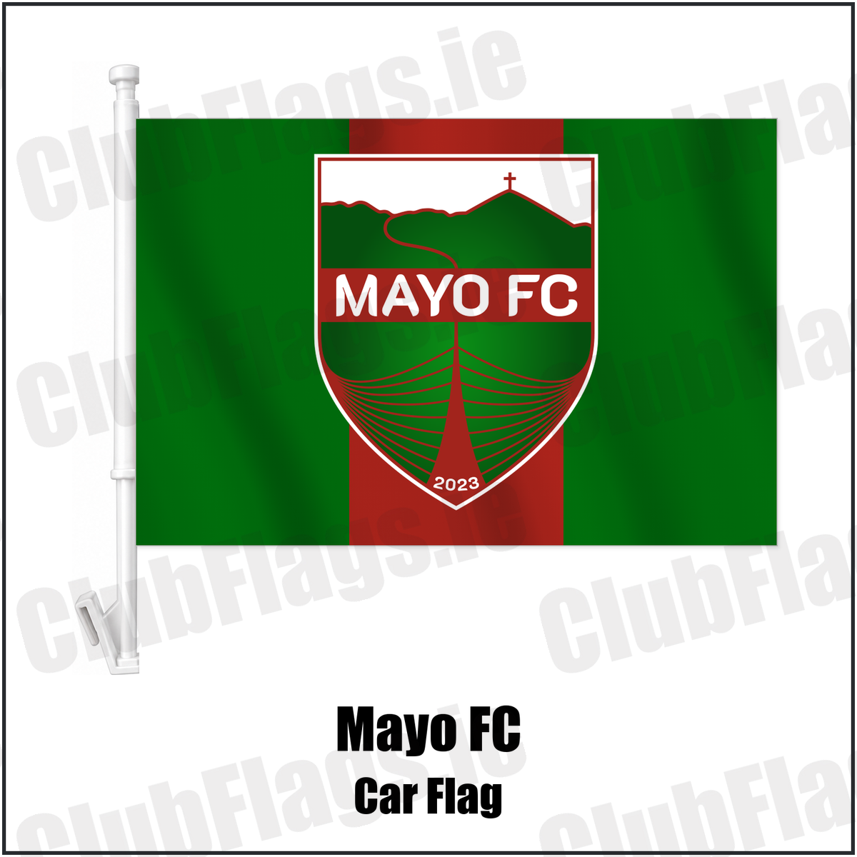 Mayo FC Car Flag with the club crest and colours, Mayo Football - ClubFlags.ie