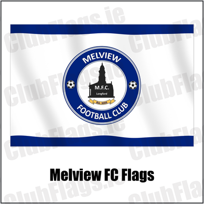 Melview FC Flags with the club crest and colours, Longford Football - ClubFlags.ie