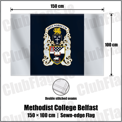 Methodist College Belfast 100cm x 150cm Flag (sewn on the edges) with the club crest and colours, Antrim Rugby - ClubFlags.ie