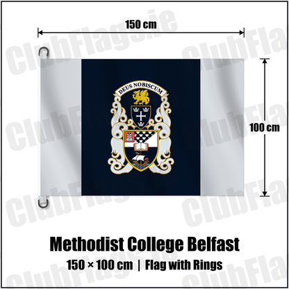 Methodist College Belfast 150cm x 100cm Flag Pole Flag with Rings with the club crest and colours, Antrim Rugby - ClubFlags.ie